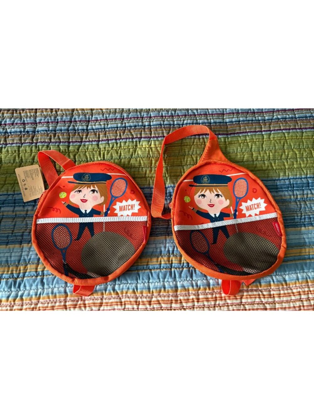 Emirates “Tennis Ace” Amenity Backpacks Kids Orange Round Bag With Mesh Pocket